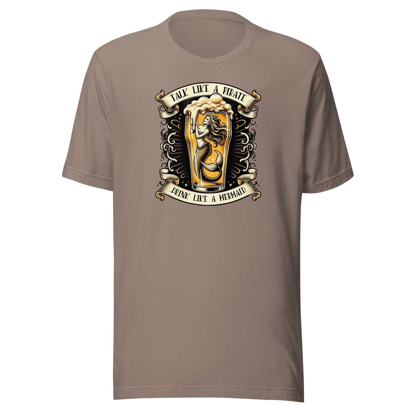 Nautical Taupe Mermaid Drinking T-Shirt